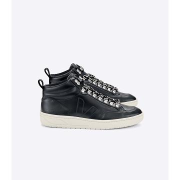 Veja RORAIMA LEATHER Men's High Tops White/Black | NZ 107PJJ